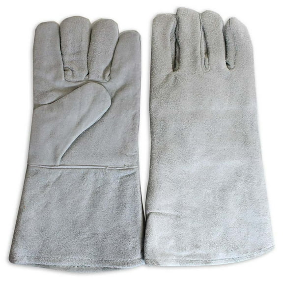 ToolUSA (2 Pairs) Men's XXL 13" (33 cm) Gray Suede Leather Welding Gloves | Gauntlet Cuff | Reinforced Palm & Thumb | Fully Cotton Lined
