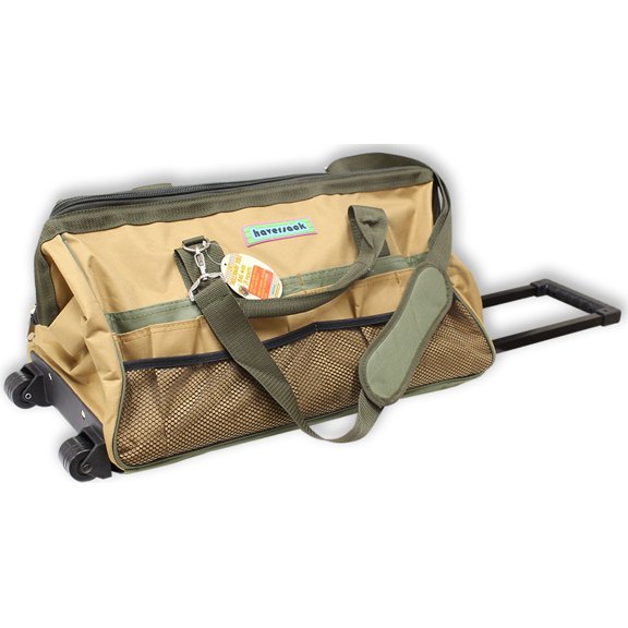 ToolUSA 24" Rolling Tool Bag | 21 Total Pockets | Durable 600D Oxford Cloth | 36" (91.4 cm) Extended Handle Height | Ergonomic Design | Wheels & Multiple Carry Options | Heavy-Duty Zipper