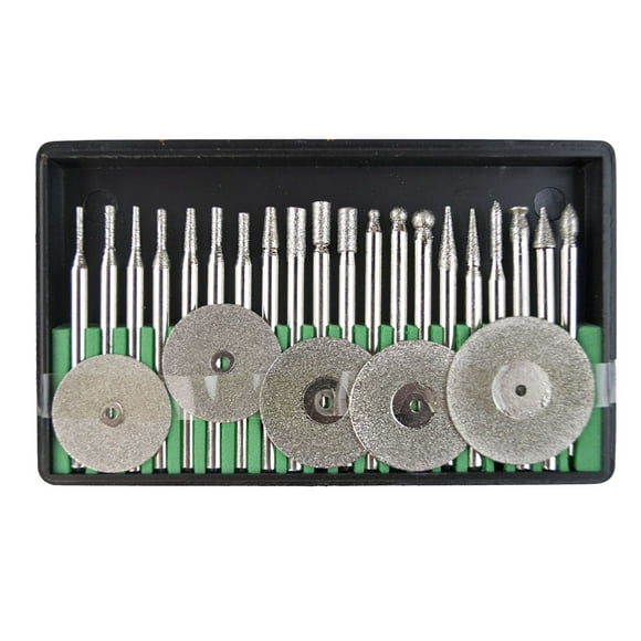 ToolUSA 25-Piece Diamond Polishing Set | 1/8" (0.32 cm) Shank | Includes 5 Discs & 20 Bits | For Rotary Tools | Superior Sharpness & Precision