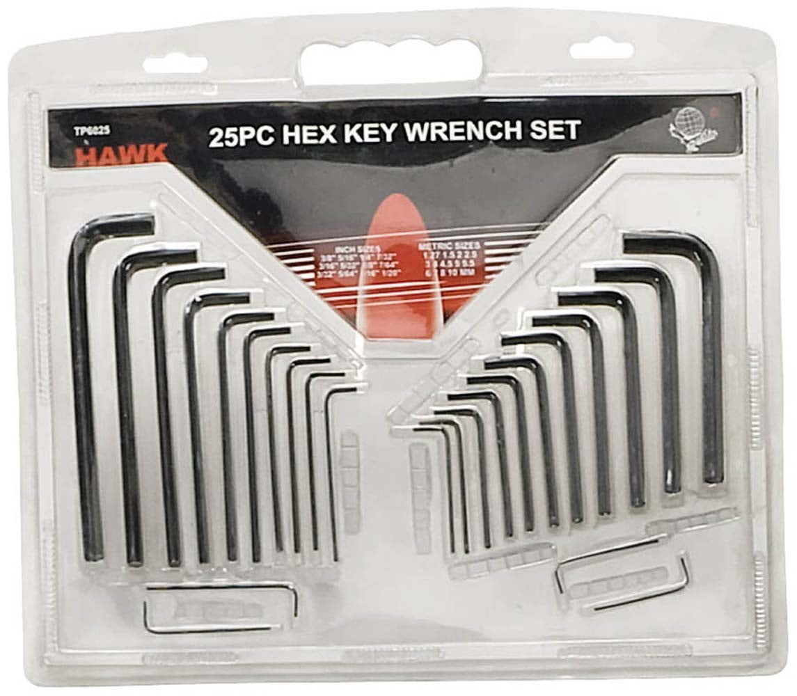 ToolUSA 25pc Hex Wrench Set Metric & SAE Sizes Precision Machined