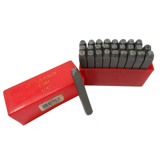 ToolUSA 27 Piece Capital Letter Punch Set | 6mm or 1/4" (0.6 cm) Size | Uppercase Letters | Crisp Embossing & Imprinting