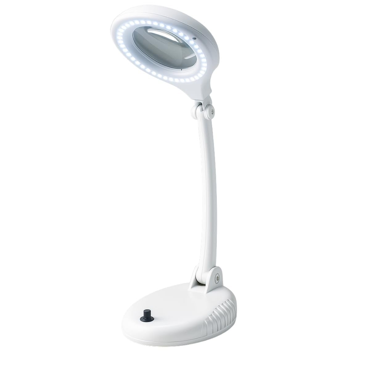 ToolUSA 4" (10.2 cm) Dual-Magnification LED Desk Lamp | 40 LEDs with Dimmer | Flexible Positioning | AC & Rechargeable Power Options