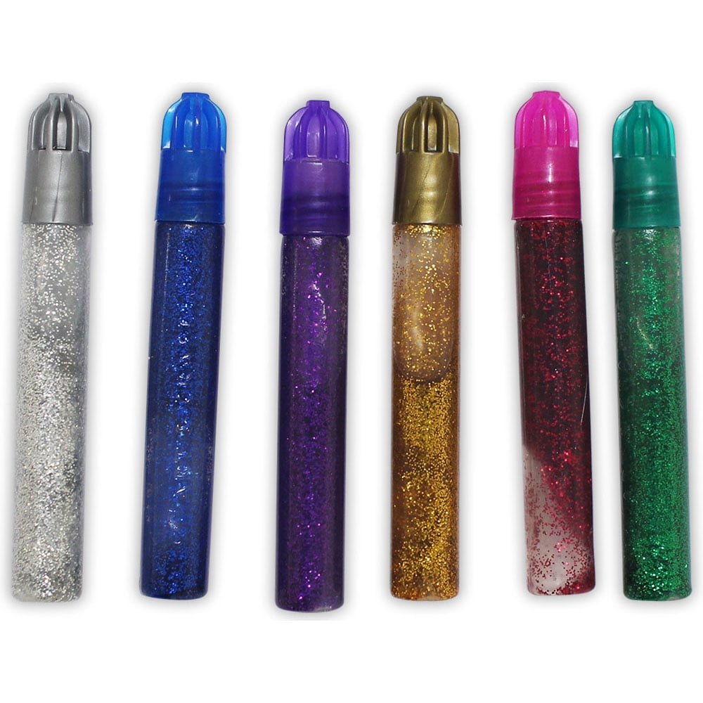 ToolUSA 6-Piece Glitter Glue Pens Set, 9ml (0.3 fl oz) Each, Vibrant  Colors for Diverse Crafts, Quick-Drying & Kid-Friendly
