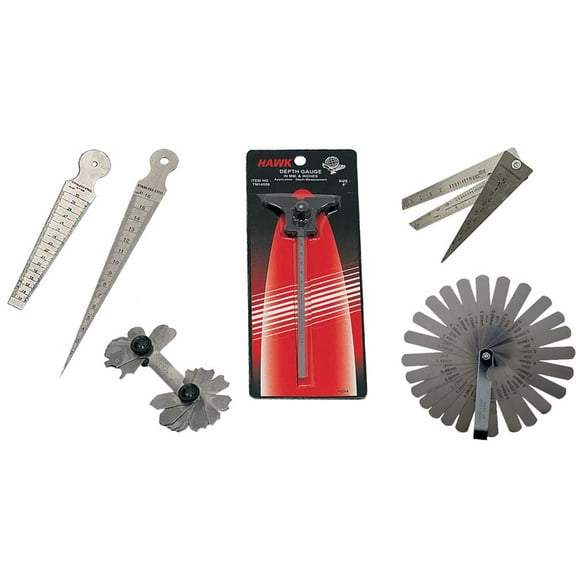 ToolUSA 6-Piece Precision Gauge Set | Radius, Depth, Bore, Wire & Screen, Thickness Gauges | Accurate Measurements for Metal, Wood & Masonry