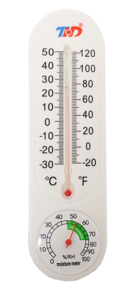 ToolUSA 9" (22.9 cm) Indoor/Outdoor Thermometer & Humidity Meter | Lightweight Plastic & Glass Vial Design | Bold Readings | Ideal for Home, Patio, Gifts