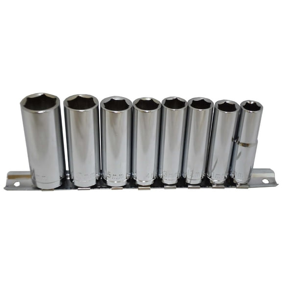 ToolUSA 9 Piece- 3/8" (9.5 mm) Deep Socket Set | Heat-Treated Steel | Extended Reach & Secure Fit | Ideal for Auto & Home Repairs