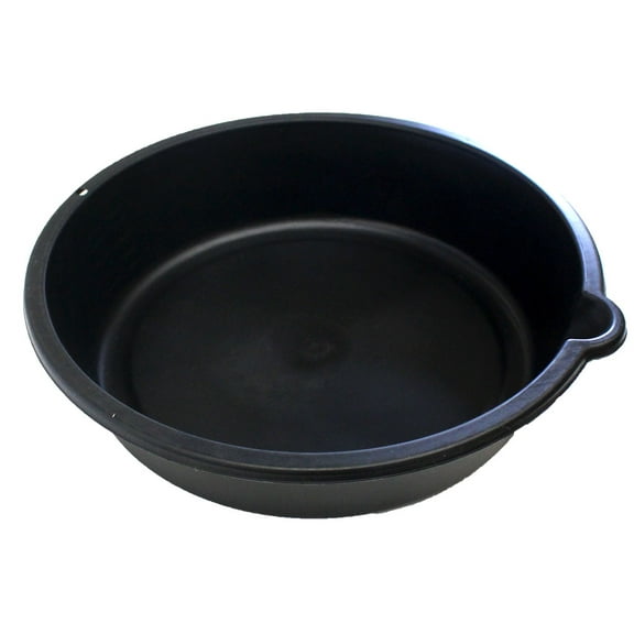 ToolUSA Black Plastic Oil Draining Pan | 14.5" (36.8 cm) Diameter | Built-in Pour Spout & Measurement Marks | Lightweight & Durable | Perfect for Home & Professional Use