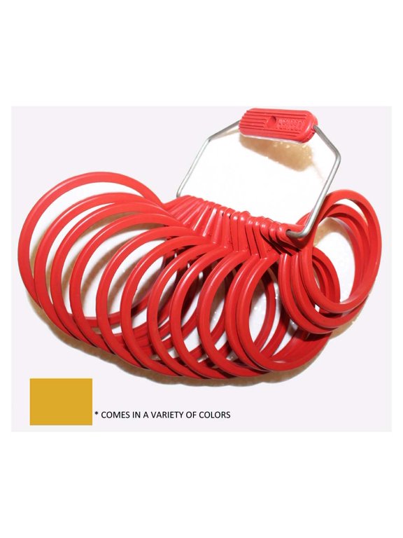 Bracelet & Earring Bangle Sizer | Sizes 1" (2.5 cm) to 15" (38.1 cm) | Mustard Yellow & Red | Robust Plastic | Integrated Hoop Design