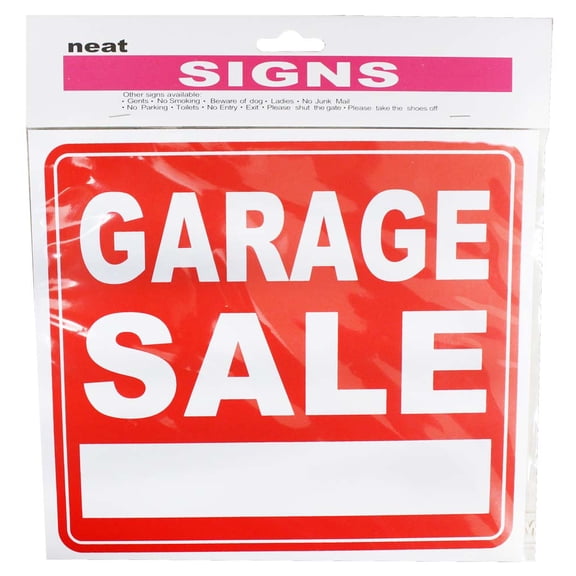 ToolUSA Bright Red & White "Garage Sale" Sign | 8" x 9" (20.3 x 22.9 cm) | Customizable Info Box | Visible 1.5" to 2" (3.8 - 5.1 cm) Letters | Ideal for Successful Sales