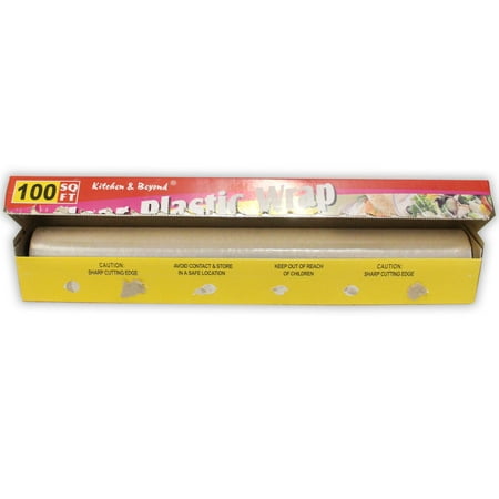 ToolUSA Clear Plastic Wrap for Food Storage | 12" x 100' Roll | Preserve Freshness | Home & Restaurant Use | Metal Cutter Included