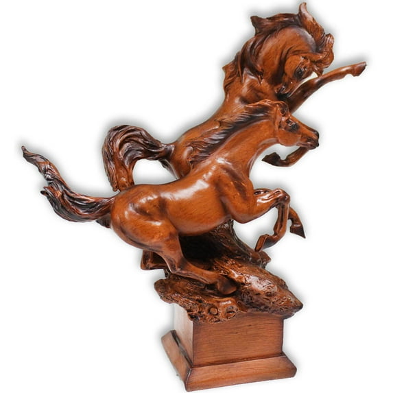 ToolUSA Polymer Clay Horses Statuette | Action Pose | Chestnut Brown | Lightweight | 10" (25.4 cm) Tall | Ideal for Home & Office Decor | Gift for Horse Lovers