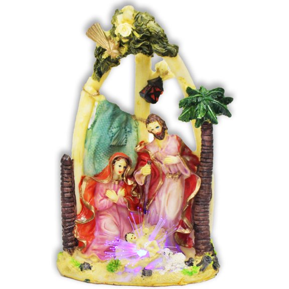 ToolUSA Polymer Clay Nativity Scene | 7-1/2" (19 cm) Tall | Fiber Optic Lighting | Christmas Commemoration Beautiful Artistry & Detail