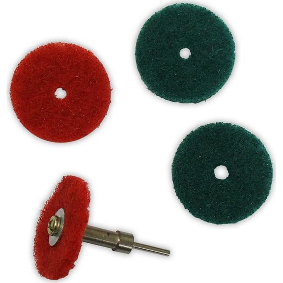 ToolUSA Satin Buff Set | 2" (5.1 cm) Discs | 1/2" (1.3 cm) & 1/4" (0.6 cm) Shank | Green (Rough) & Red (Smooth) Discs | Works with Electric Drills