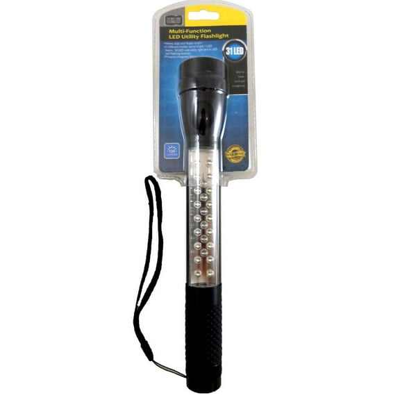 ToolUSA Think Tank Multi-Function Utility Flashlight | 3 Modes: Flashlight, Work Light & Red Beacon | 31 LEDs | Magnetic Base | 9.75" x 1.5" (24.8 cm x 3.8 cm) | Rubberized Grip