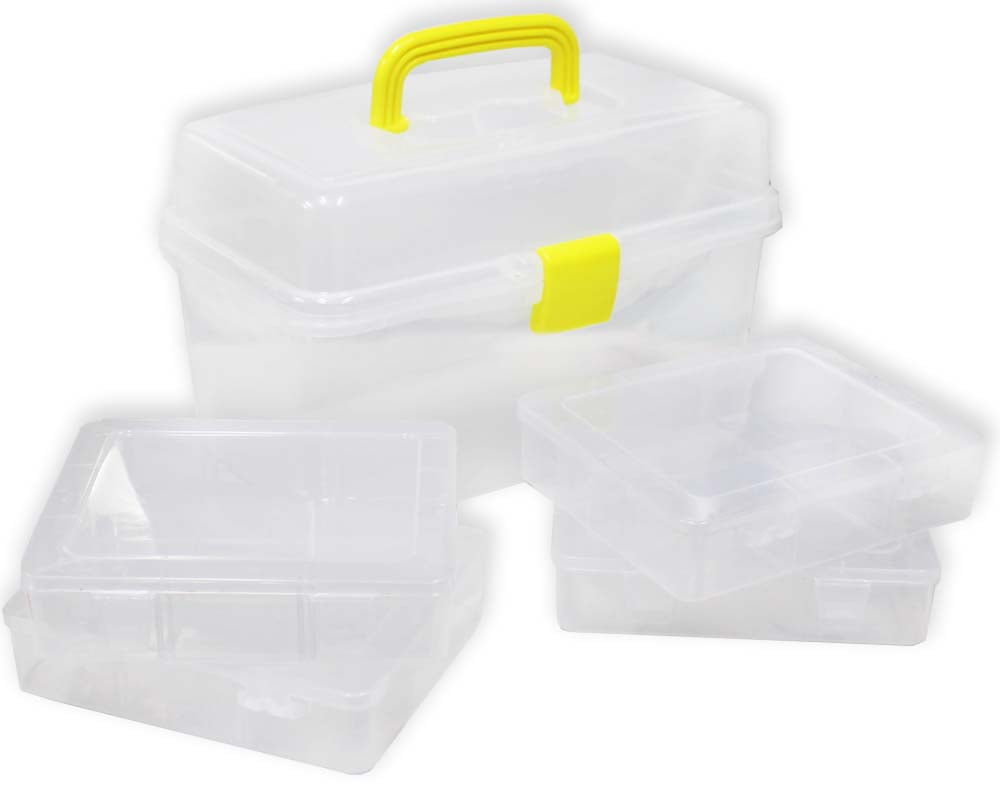 Stack and Carry 2 Layer Handle Box Clear With Blue Handle Storage Holder  Bin 