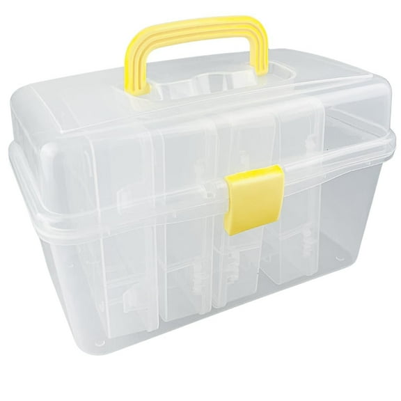 ToolUSA Transparent Storage Box System  12" x 8" x 7-1/2" 30.5 cm x 20.3 cm x 19.1 cm Outer Box  Includes 4 Stackable Boxes  Padlock-Ready  Ideal for Crafts & Tools