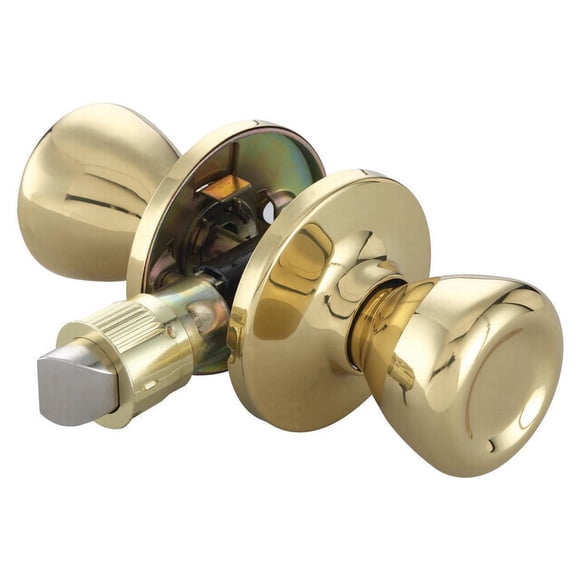 Prosource T-5764PB-PS Door Knob Lockset, 1/4 in Strike, Polished Brass