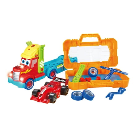 Toolbench Time! Take-A Part Carrier Tool Box With Racing Car And Lights & Sounds
