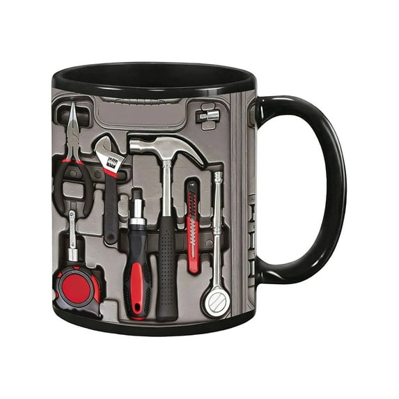 Toolbox Coffee Mug,Funny Ceramic Cup with Unique Tool Box Design,Creativity Auto Mechanical Set Tea Mug,Car Wrench Pattern Cup,Gifts for Men,Dad,Husband,Handyman,Mechanic