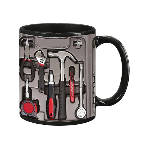 Toolbox Coffee Mug,Funny Ceramic Cup with Unique Tool Box Design,Creativity Auto Mechanical Set Tea Mug,Car Wrench Pattern Cup,Gifts for Men,Dad,Husband,Handyman,Mechanic
