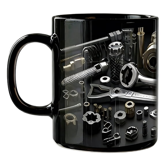 Toolbox Coffee Mug, Funny Mechanic Tool Mugs, Ceramic Tool Box Tea Cup for Mechanics, Durable Ceramic Mechanic Toolbox Coffee Cup for Birthday Party Thanksgiving Gifts, 1Pc(Black2,3x3x3.7")