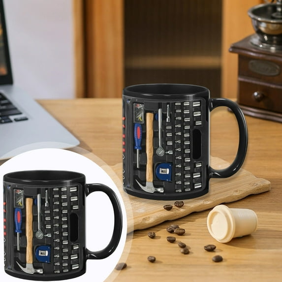 Toolbox Coffee Mug, Toolkit Coffee Mug, Mechanic Toolbox Mug, Funny Coffee Mug Mechanic Toolbox, Realistic Details Gift for Friends, Dad & Car Guys, Coffee Mug With Tools Attached