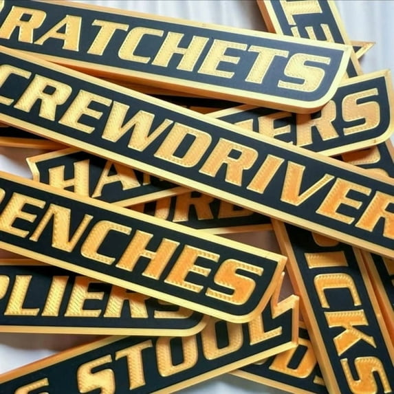 Toolbox Drawer Tags, 3D Magnetic Tool Box Labels, 12 Pieces, Reusable Toolbox Organization Stickers, Strong Embedded Magnet, Easy to Read Printing for Quick Identifying Tool Box Drawers