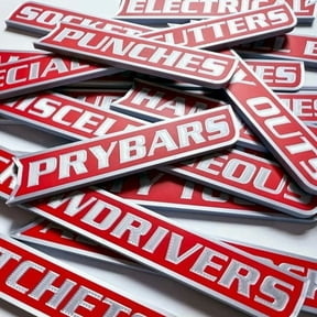 Toolbox Drawer Tags, 3D Magnetic Tool Box Labels, 12 Pieces, Reusable Toolbox Organization Stickers, Strong Embedded Magnet, Easy to Read Printing for Quick Identifying Tool Box Drawers
