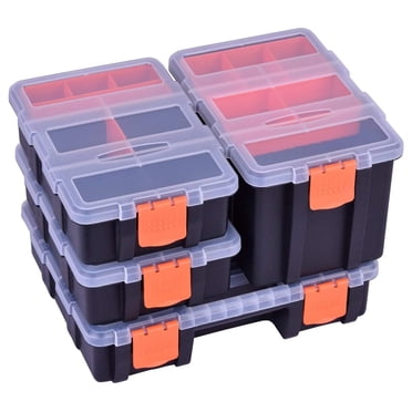 Torin 17" Plastic Tool Box 3-Tiers Multi-Function Storage Portable Toolbox Organizer,Orange