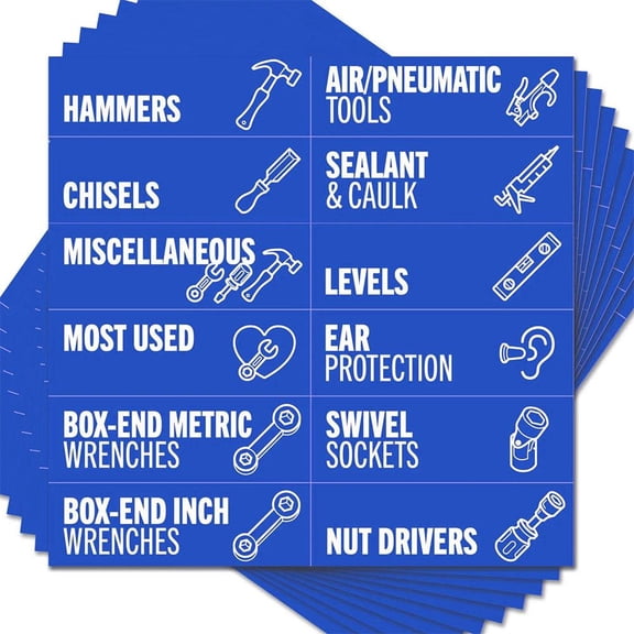 Toolbox Organization Magnetic Labels - 80 Large Tool Chest Organizer Labels