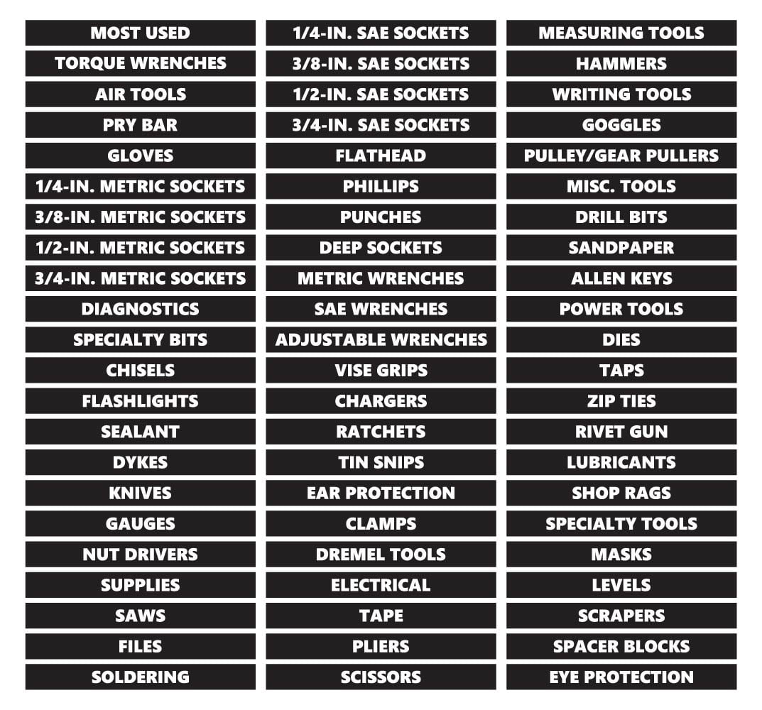 Toolbox Organizational Magnetic Labels Ultimate Set by DCM Solutions ...