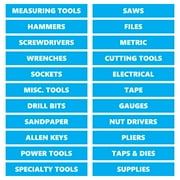 Toolbox Organizational Magnetic Labels by DCM Solutions Cyan, 0.75"H x 4.5"W