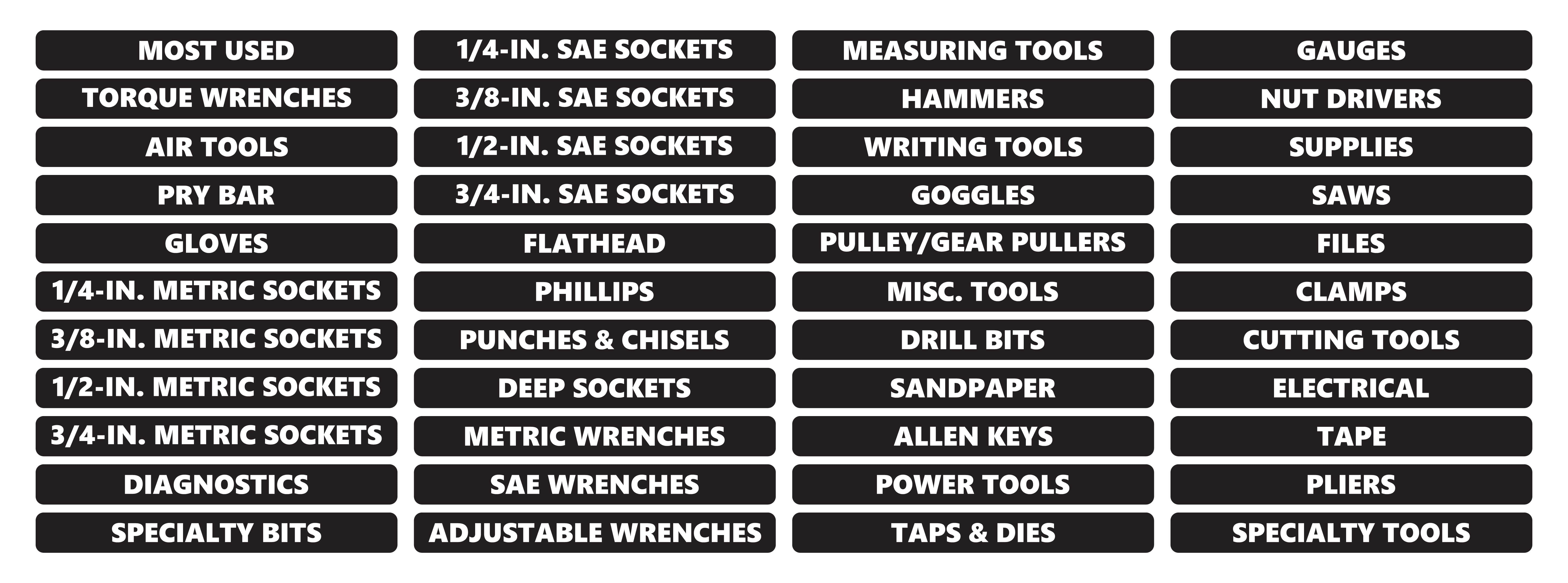 Toolbox Organizational Magnetic Rounded Labels Advanced Set by DCM ...