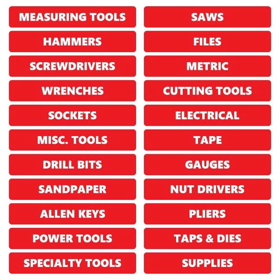 Toolbox Organizational Magnetic Rounded Labels by DCM Solutions (Red, 0 ...