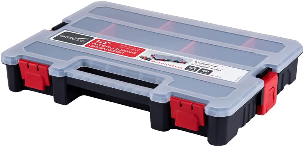 Toolbox Organizer - Tool Organizer Nail Organizers - Parts Case Storage Box - Screw Nuts and Bolt Electronic Component Storage Bin - Compartment Hardware Tool Box with Dividers (14 Inch Organizer)