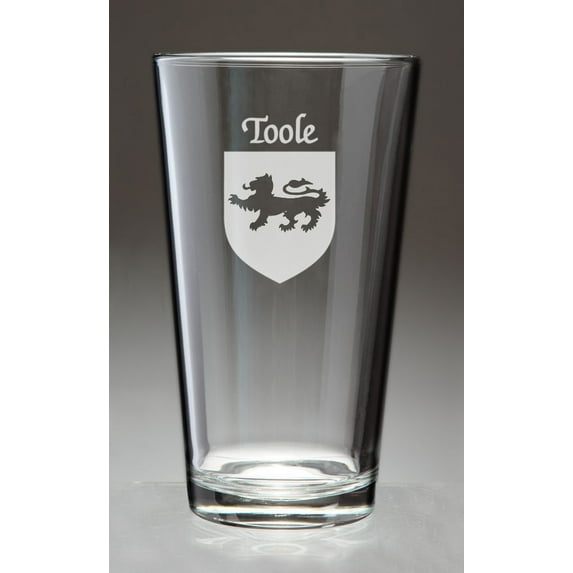 Toole Irish Coat of Arms Pint Glasses - Set of 4 (Sand Etched)