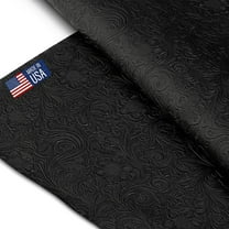 Tooled Faux Leather Western Cowboy, Floral Embossed Vinyl, Craft DIY and Upholstery Textured PU Pleather Fabric - Cut by The Yard (Black)