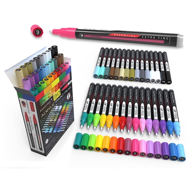 TOOLI-ART Acrylic Paint Pens 22 Assorted Pink Pro Color Series Specialty Markers Set 0 7mm Extra Fine