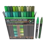 Acrylic Paint Pens 22 Assorted Green Pro Color Series Specialty Markers Set 0.7mm EXTRA FINE