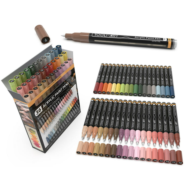 Shuttle Art 36 Colors Dual Tip Acrylic Paint Markers, Dot Tip and Fine Tip Acrylic  Paint Pens for Rock Painting, Ceramic, Wood, Canvas, Plastic, Glass, Stone,  Calligraphy, Card Making, DIY Crafts 