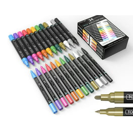 Lightwish 48 Colors Acrylic Paint Markers,24Pcs Upgraded Dual Tip