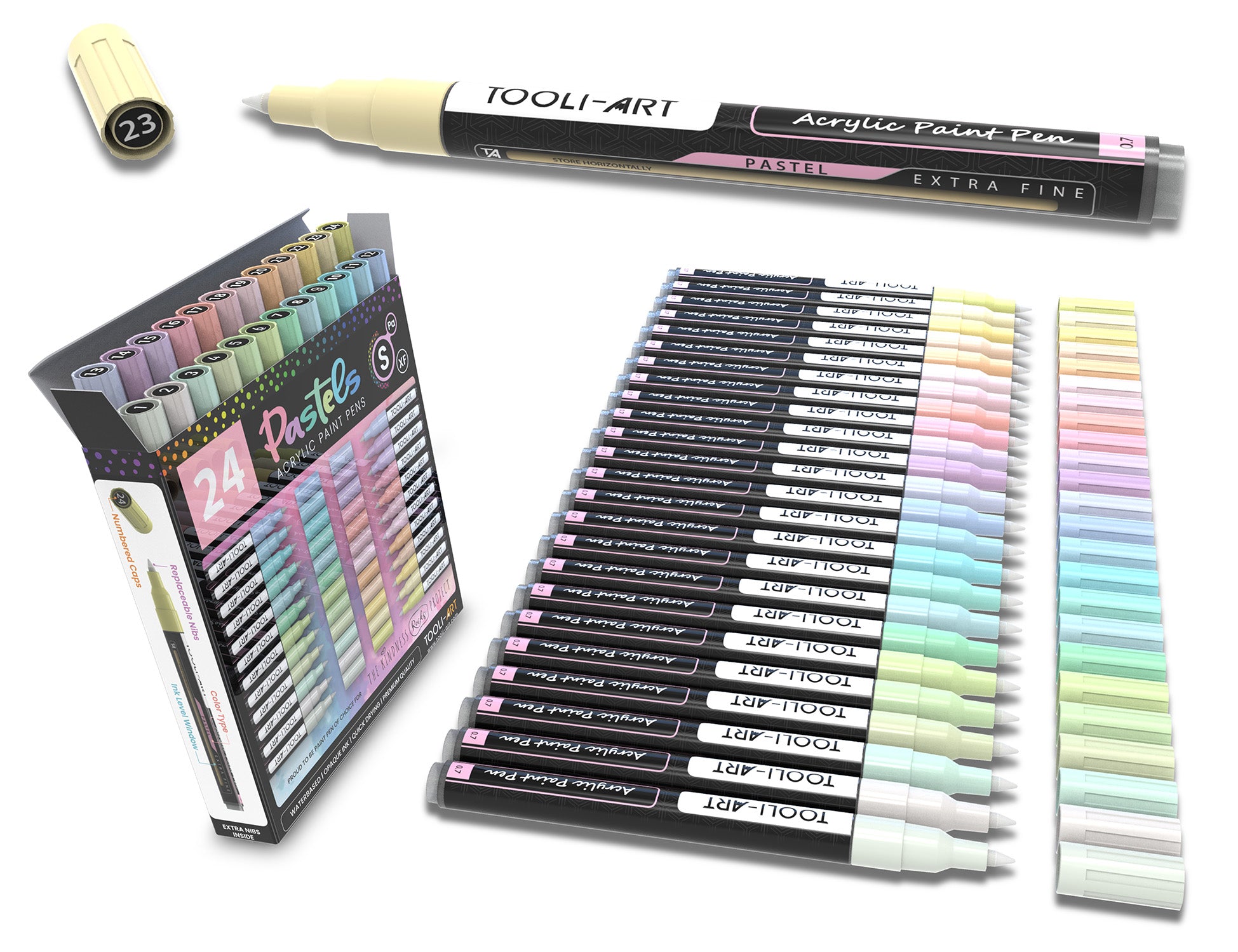 TooliArt Acrylic Paint Pens Skin and Earth Tones Marker Set 0.7mm Extra Fine Tip For Rock