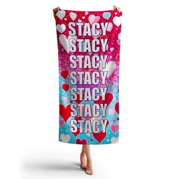Toolie Bonka Hearts All Over Print Beach Towel, 1 Count