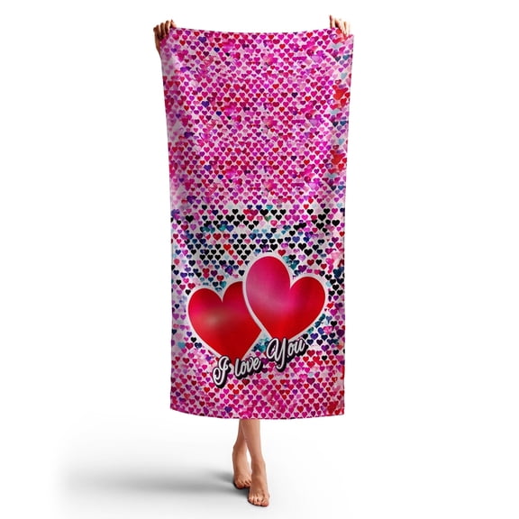 Toolie Bonka Val Beach Towel for adults, 3060 Dual sided Polyester & Cotton Valentines Day gift towels for Women & Teens