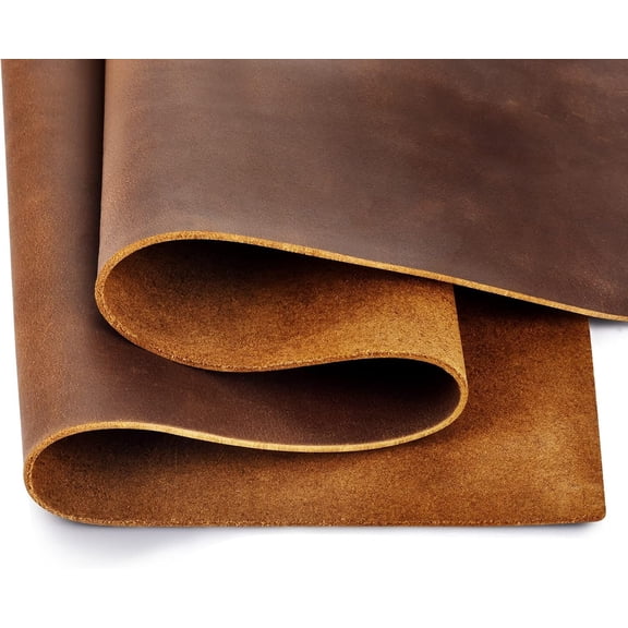 Tooling Sheets 1.8-2.0MM Thick Full Grain Oil Tan Crazy Horse Cowhide Tooling Leather Sheets for Crafts Tooling Sewing Wallet Earring Hobby (Brown, 6"x12")
