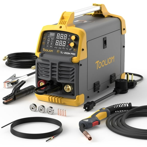 Tooliom 200A Digital MIG Welder, 110V/220V IGBT MIG/ARC Lift TIG 3-in-1 Welding Machine
