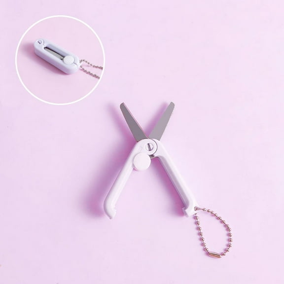 Toolix 1 Pack Mini Folding Scissors With Key Chain Mini Telescopic Small Foldable Scissors Portable Pocket Travel Scissors Retractable Kids Shears Sharp For Cutting Scrapbooking Crafting