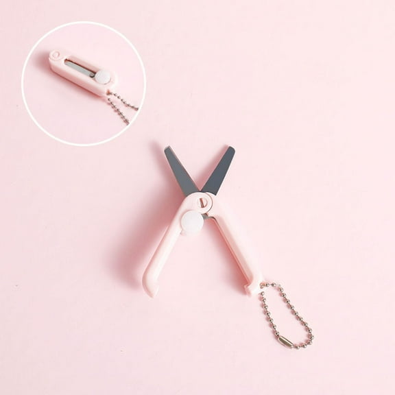 Toolix 1 Pack Mini Folding Scissors With Key Chain Mini Telescopic Small Foldable Scissors Portable Pocket Travel Scissors Retractable Kids Shears Sharp For Cutting Scrapbooking Crafting