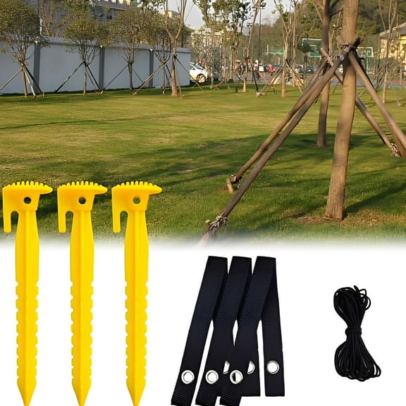 Toolix 1 Set Finish Tree Stakes Kit | Support With Stake For Garden Plant Fixing Clip