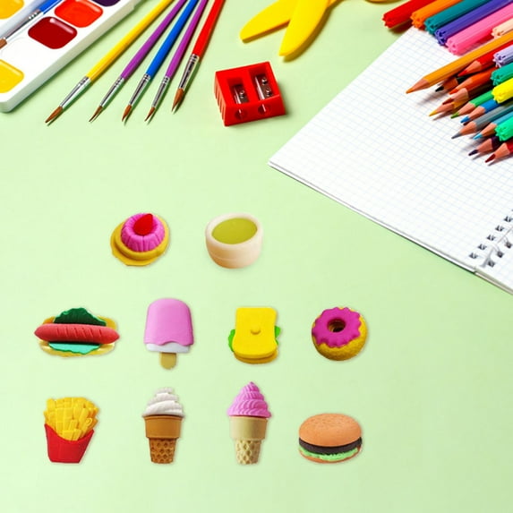 Toolix A Group Of 10 Cake Eraser Vegetable Fruit Modeling Eraser 3d Assembly Eraser